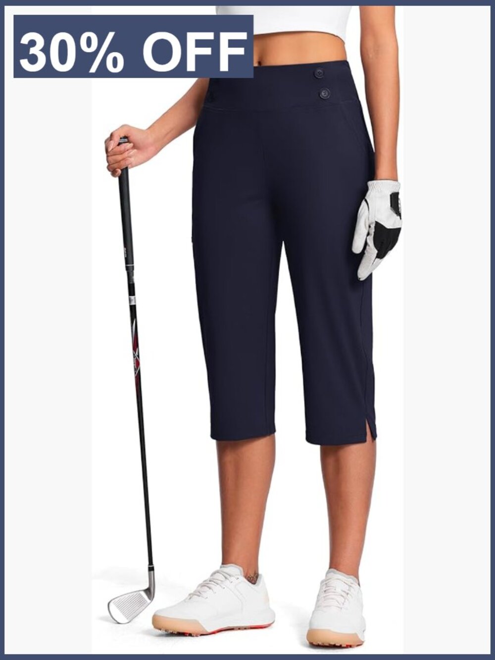 High Waist Stretch Capri Pants for Women with Pockets Work Casual